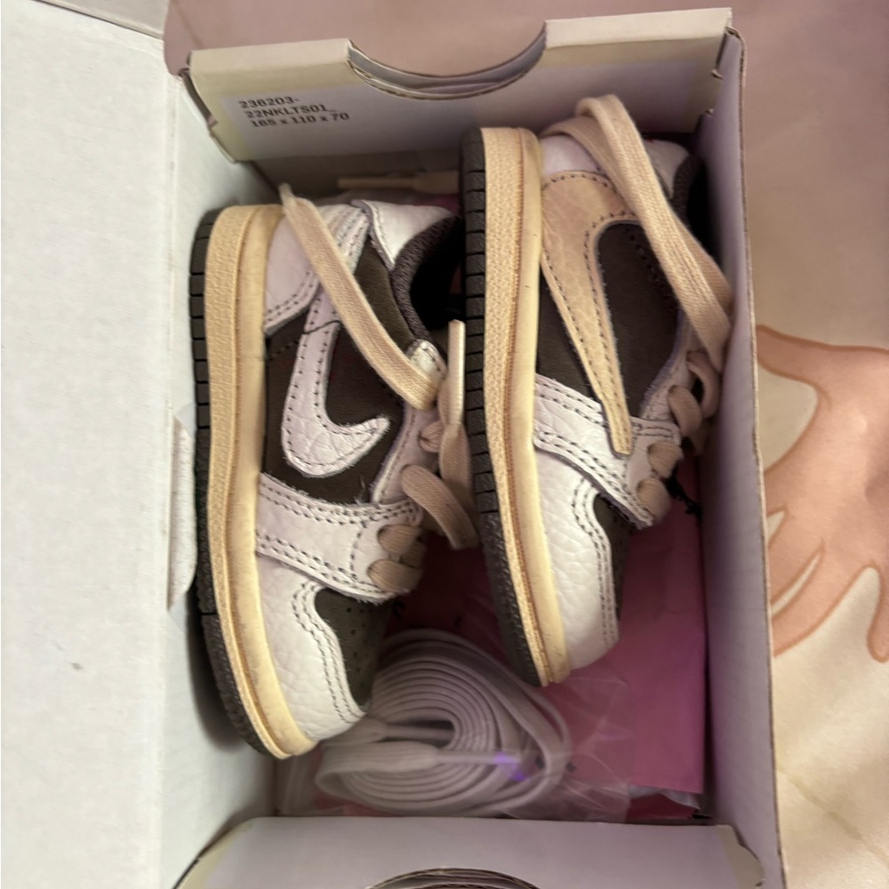 Travis Scott Cream and Brown Baby Walker Sneakers